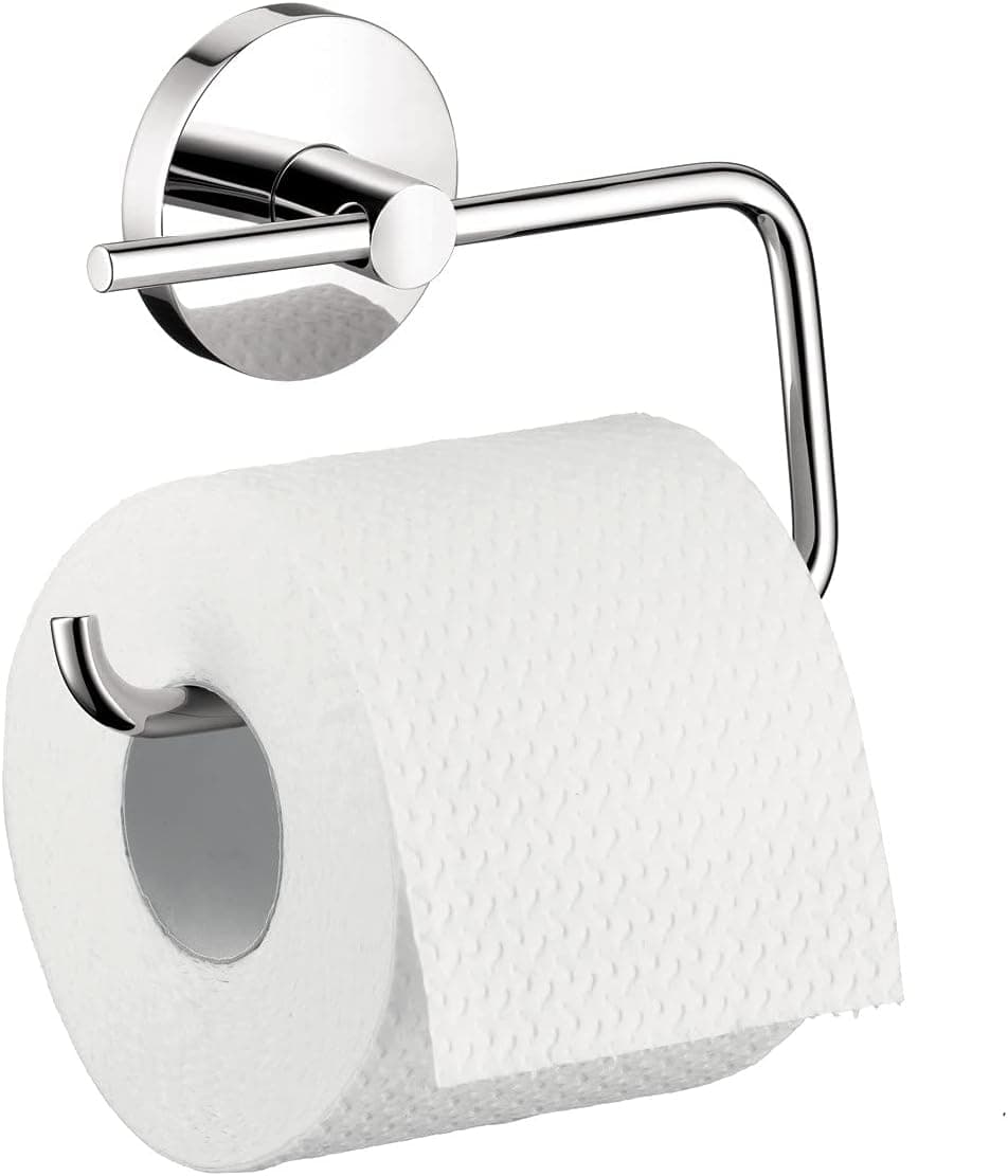 hansgrohe Toilet Paper Holder Easy Install 6-inch Modern Coordinating Accessories in Chrome, 40526000