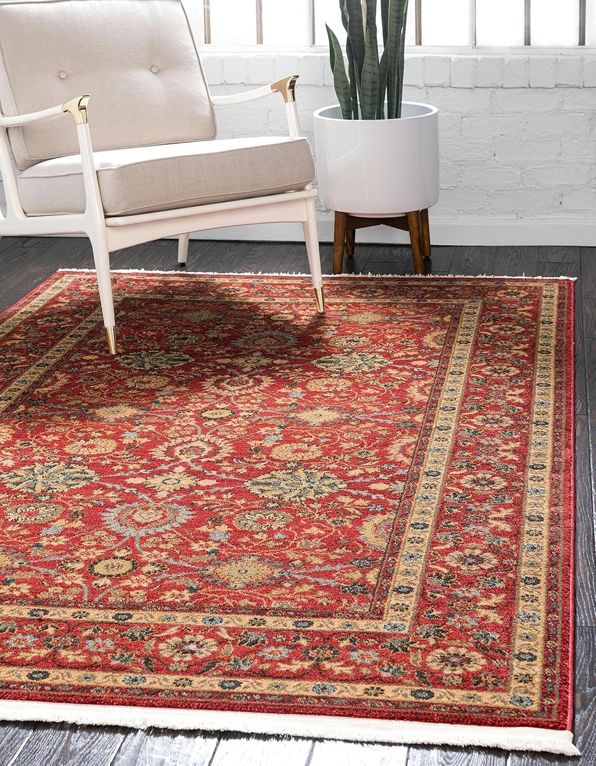Unique Loom Edinburgh Collection Classic Oriental Traditional French Cottage Inspired Intricate Design Area Rug, 8 ft x 11 ft, Red/Beige