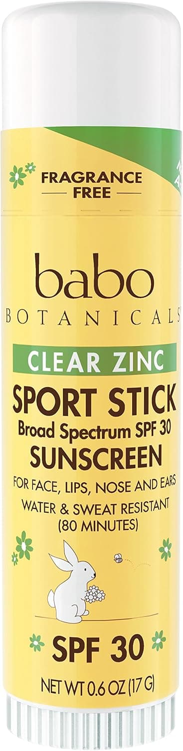 Babo Botanicals SPF 30 Clear Zinc Sport Sunscreen Stick, Fragrance Free, 0.6 Ounce