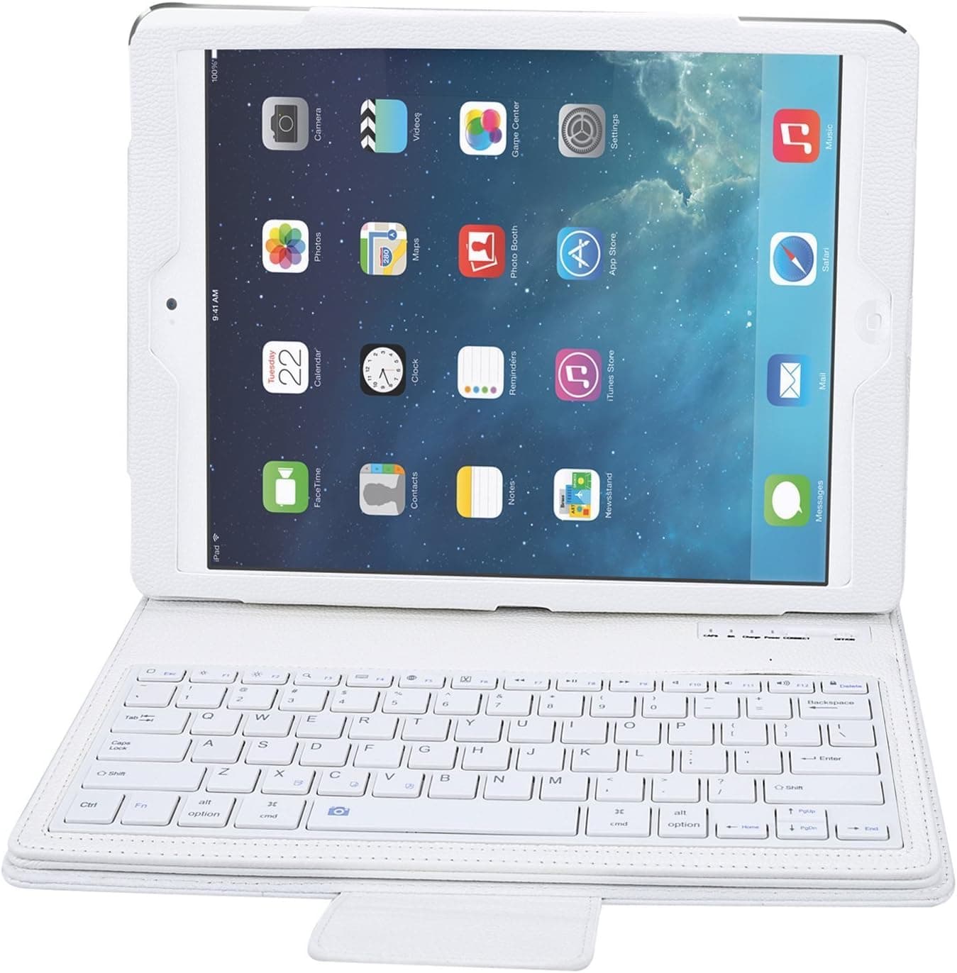 iPad Pro 12.9 Keyboard Case - NEWSTYLE Magnetically Detachable Wireless Bluetooth Keyboard Folio PU Leather Case for iPad Pro 12.9-inch Tablet - White