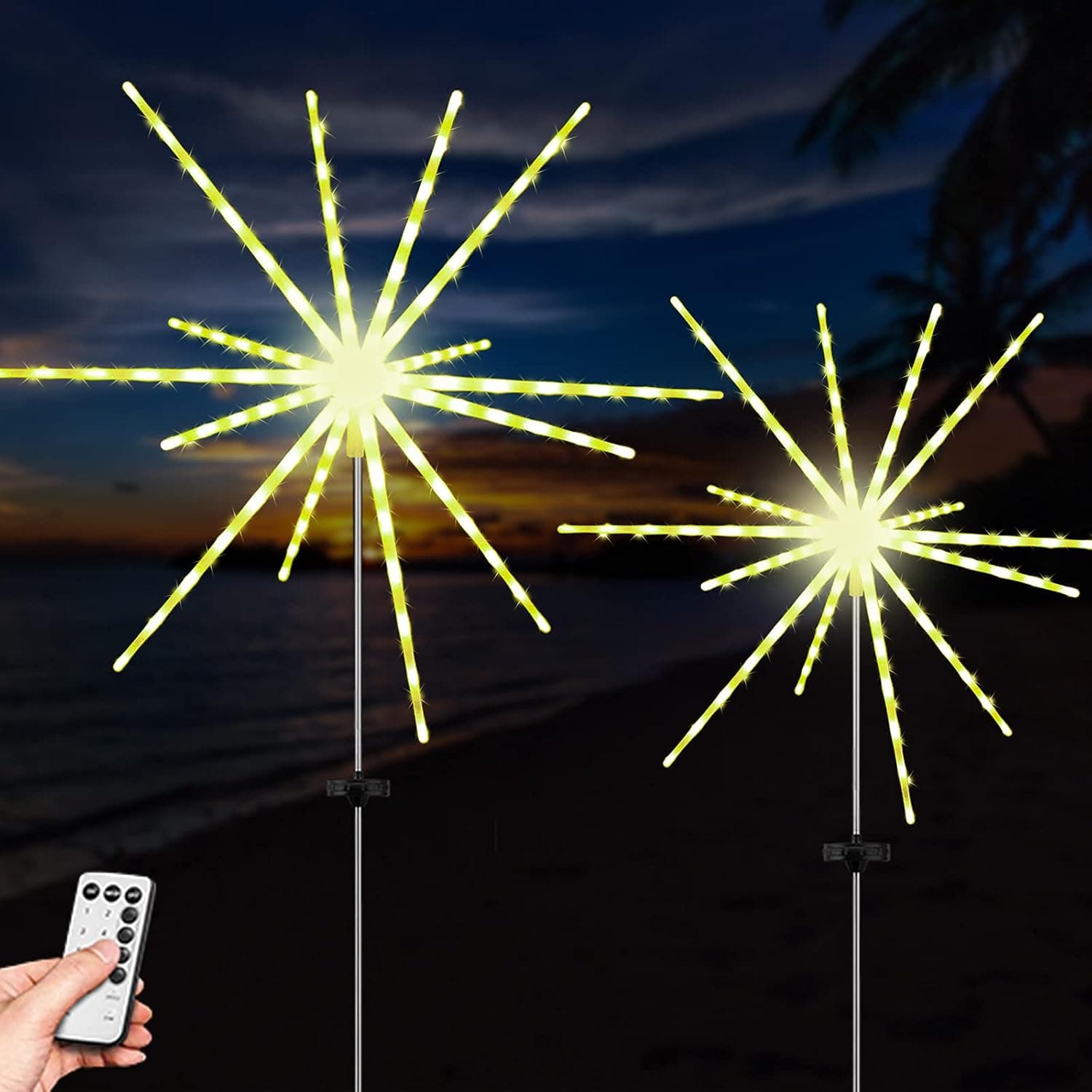 Rabbitking Outdoor Solar Firework Lights Solar Lights Outdoor Garden Firework LED Lights Starburst Led Lights Outdoor Solar Powered Christmas Decorations Lights Gift for Men
