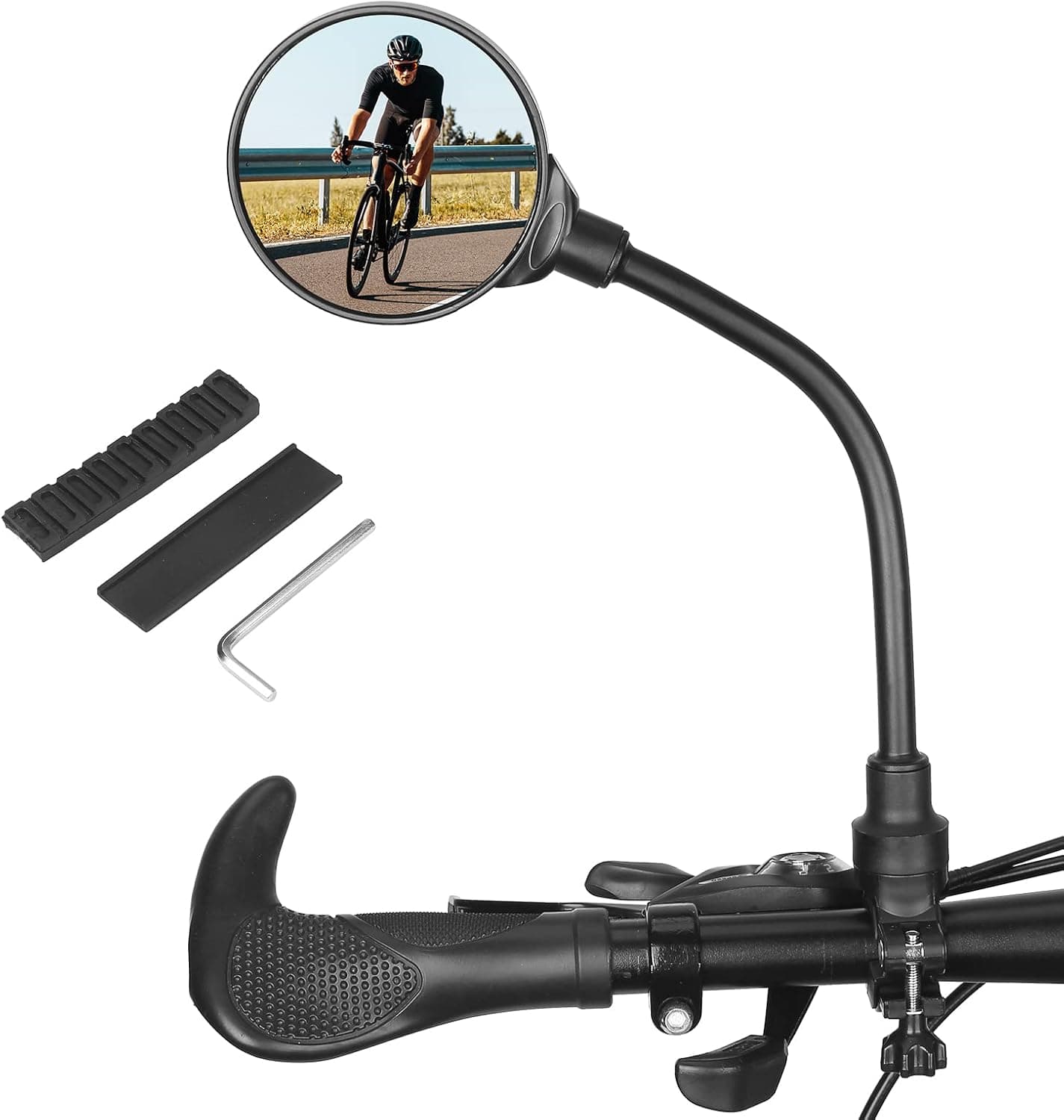 KEMIMOTO Bike Mirrors Scooter Mirror Handlebar Mirror 360° Adjustable Handlebar Mount Long Extension Acrylic Convex Mirror Universal for Electric bike E-bike Road Bike Mountain Electric Bicycle