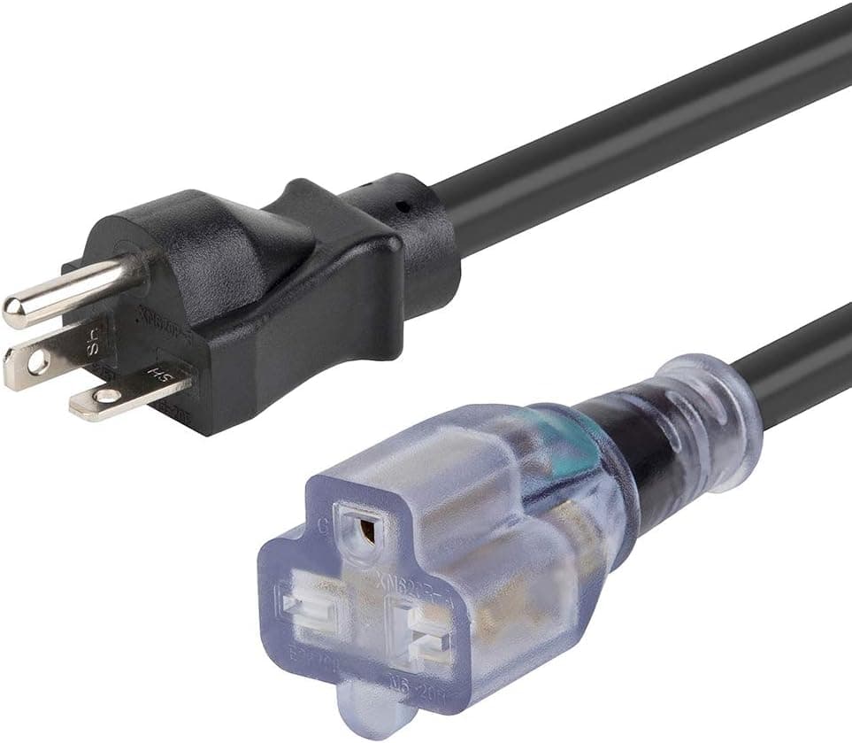 25-Feet (7.65 Meter) Long 20 Amp-250 Volt Nema 6-20P Extension Cord, 12AWG Nema 6-20 Heavy Duty Extension Cable, Nema 6-15/20R T-Blade Cord with Red Indicator Light