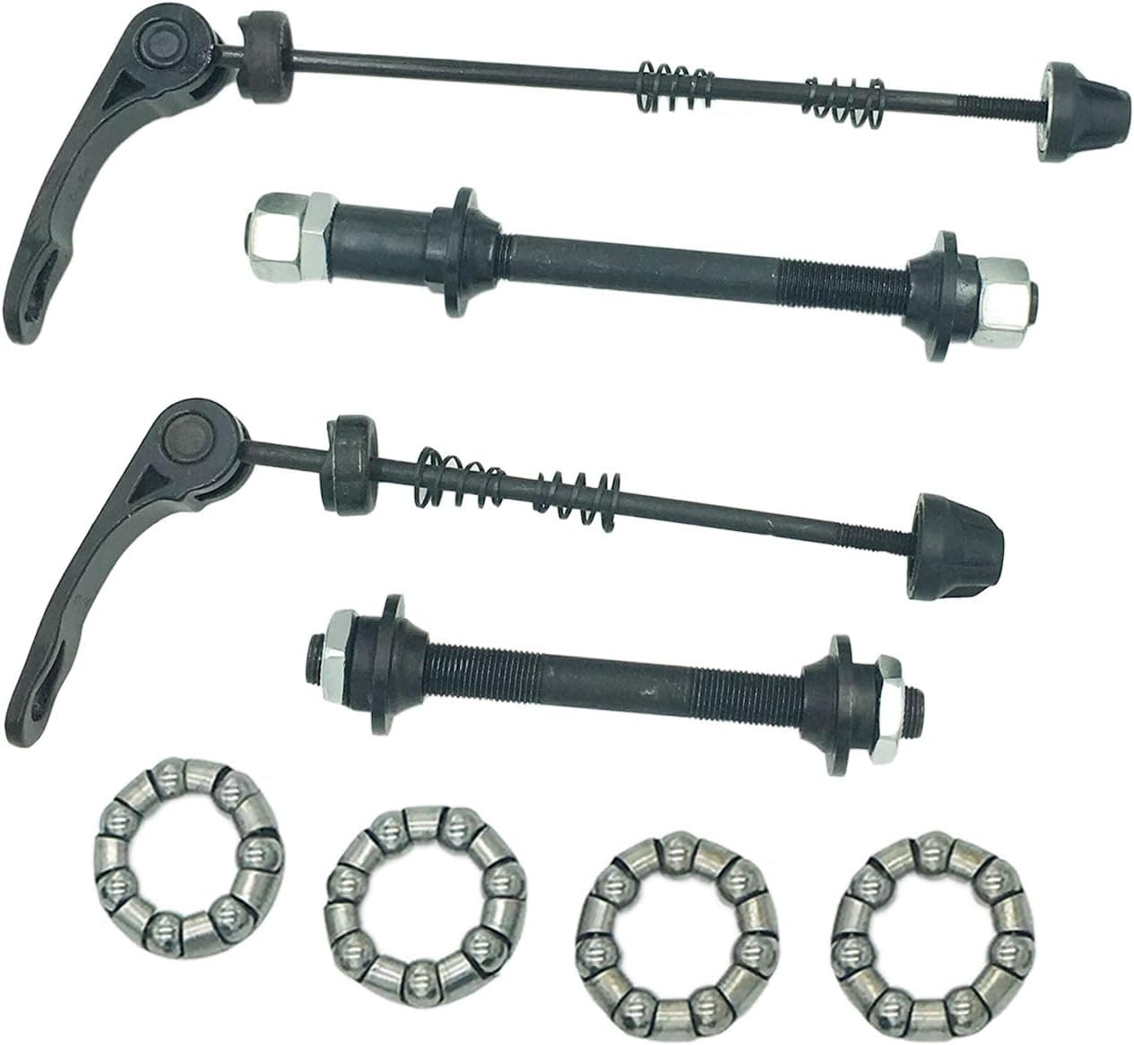 Mailesi MTB Quick Release Bicycle Hub 1/4" x 7 Ball Bearings with Retainer, Road Mountain Bike Front & Rear Axle Hollow Shaft Set with Standard Spacing