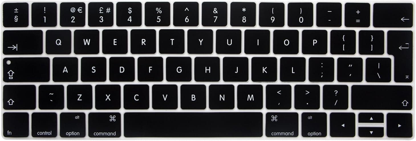 WYGCH English Language Waterproof Ultra Thin Silicone Keyboard Cover for MacBook Pro 13 15 inch 2019 2018 2017&2016 with Touch Bar&Touch ID Model:A2159 A1989 A1706/A1990 A1707,European Version