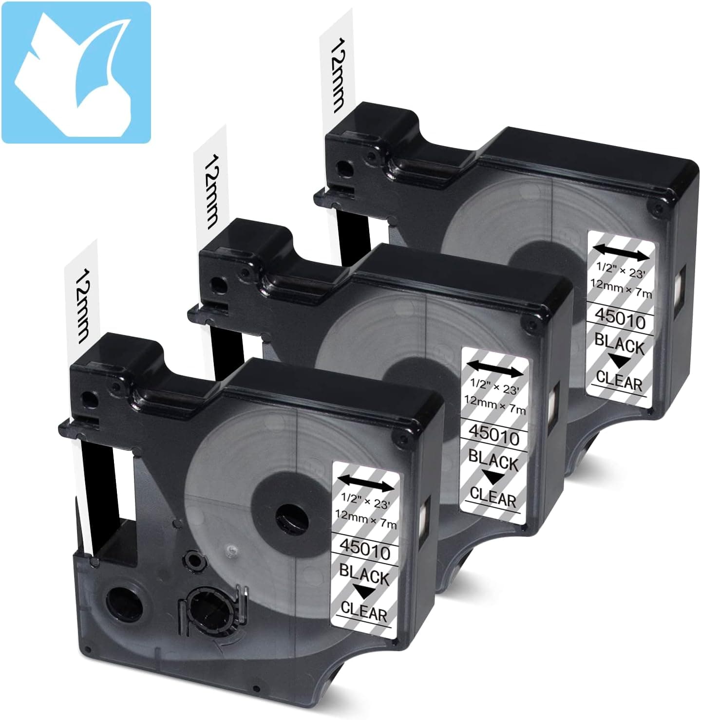Compatible Dymo D1 Label Maker Refills Clear Dymo D1 Label Tape for Dymo 45010 S0720500, Work for Black on Clear Dymo D1 Label Tape for Dymo LabelManager 160 280 450 360D Label Maker Refills D1