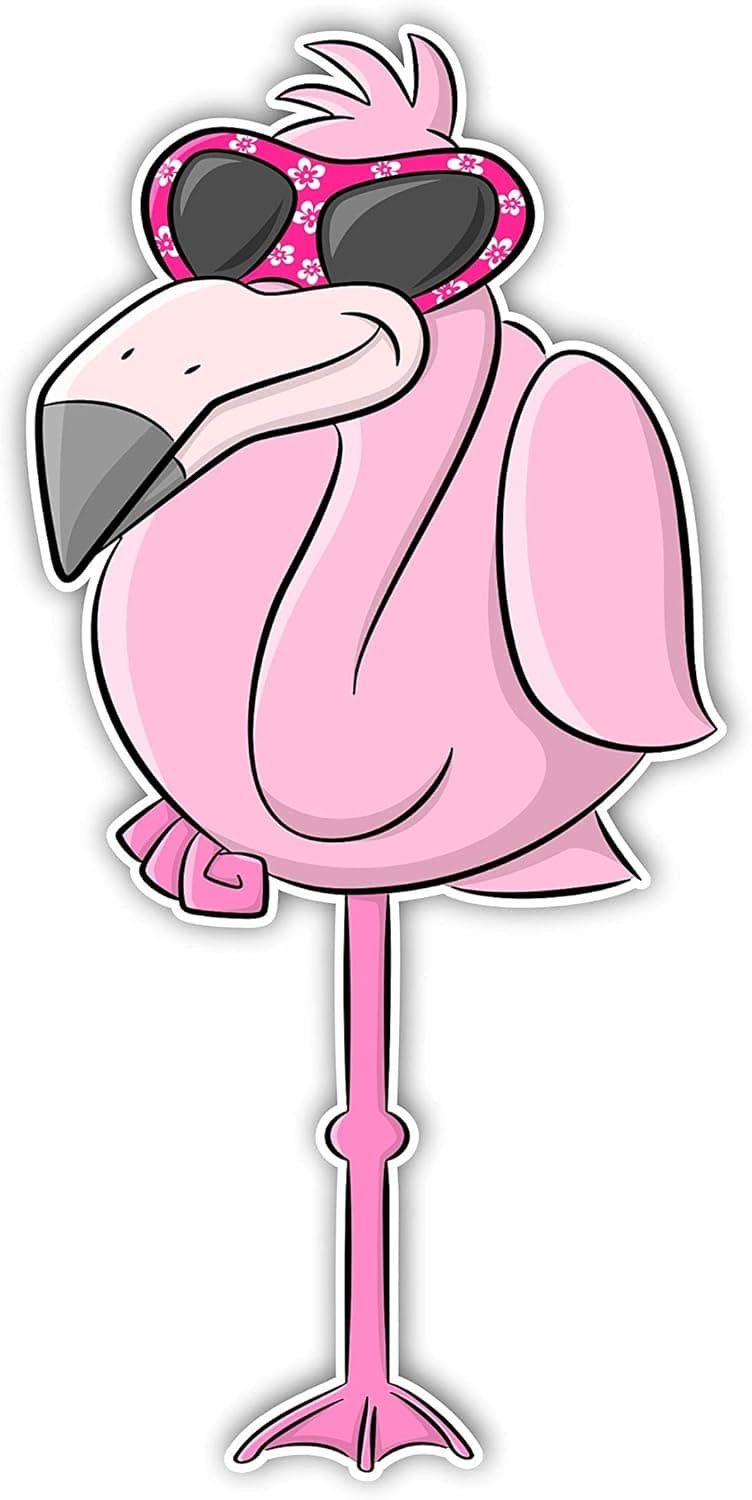 Flamingo with Glasses On One Leg Sticker Car Motorcycle Bicycle Skateboard Laptop Luggage Decals Bumper Stickers Waterproof