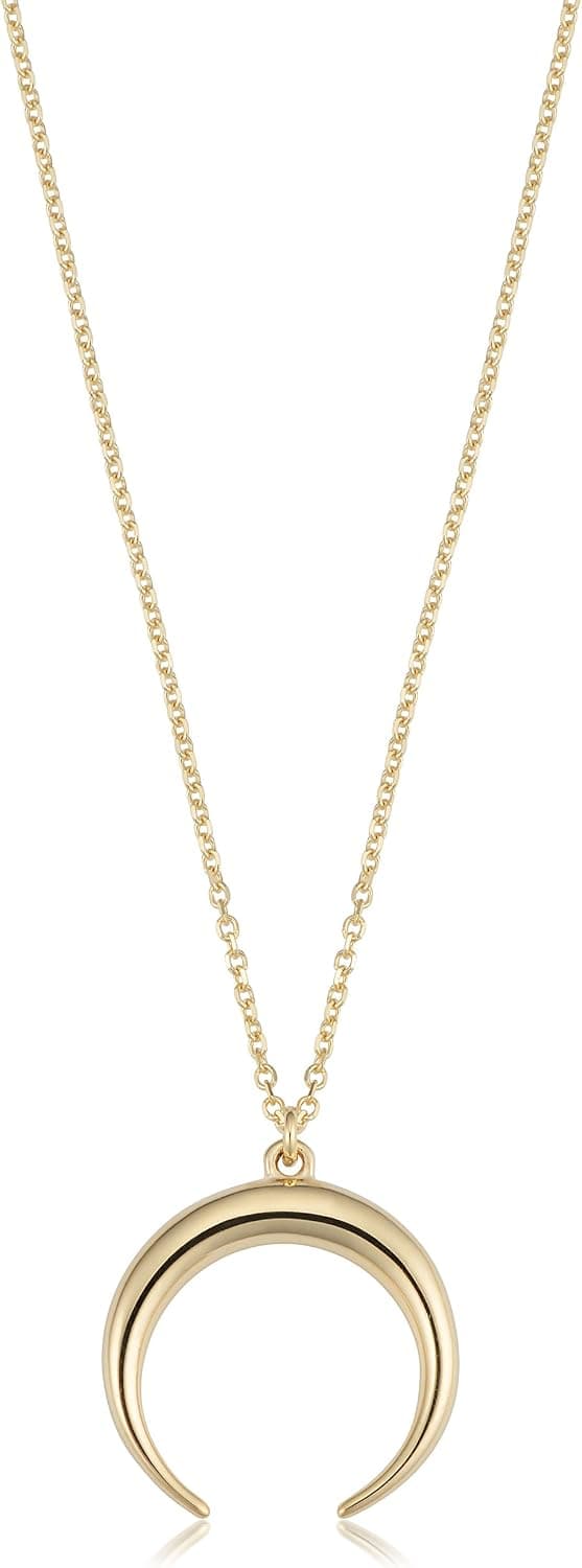 Kooljewelry 14k Gold Crescent Moon Necklace (yellow gold, white gold or rose gold) - 18 inch