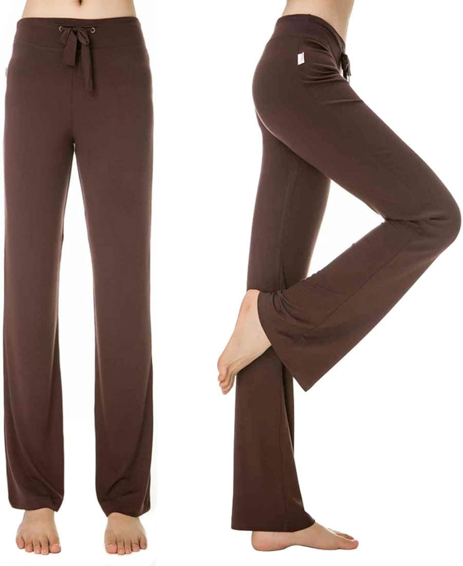KY-YPFW Women's Loose Drawstring Trouser Wide Leg Yoga Pants for Sporting Straight Pants