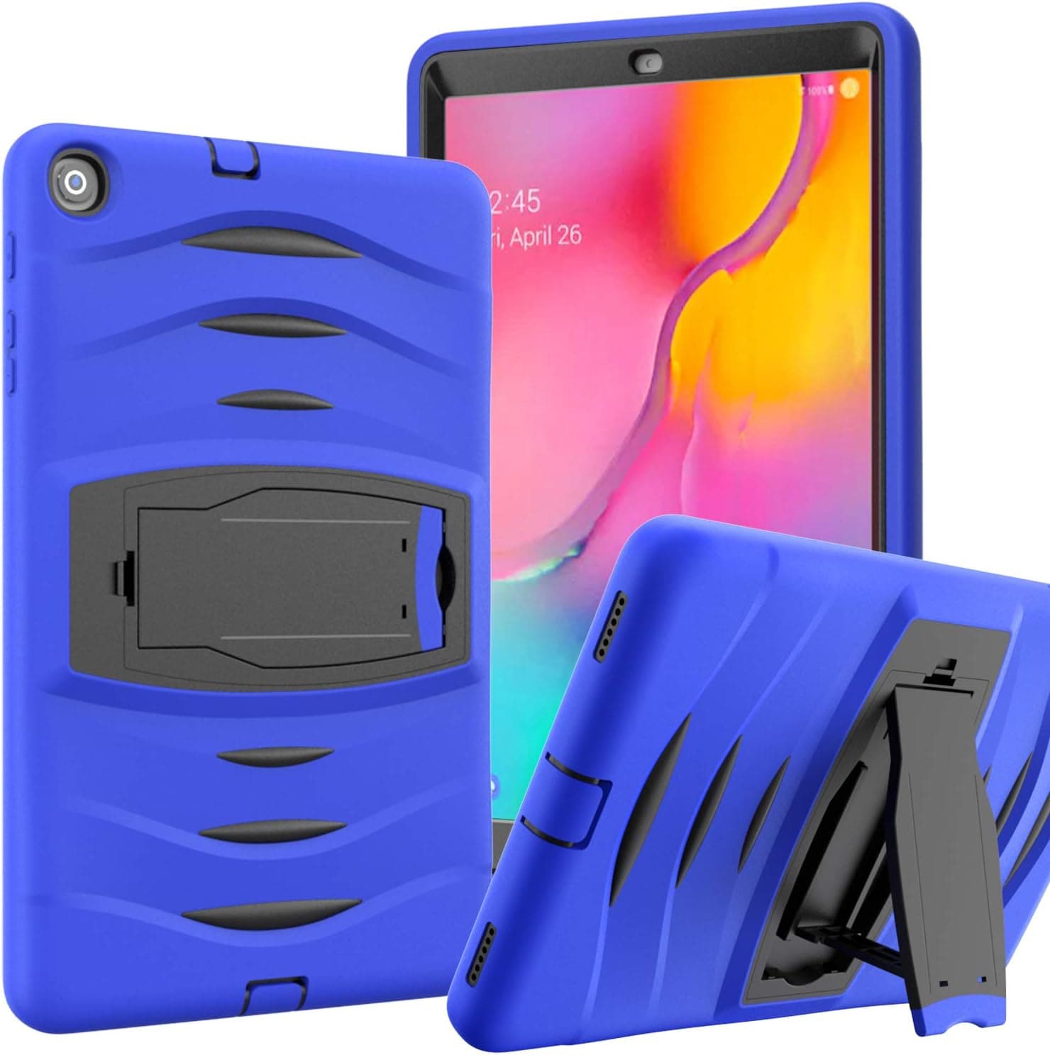 Galaxy Tab A 10.1 Case 2019 for Kids, Herize SM-T510/T515 Rugged Kickstand Shockproof Heavy Duty Three Layer Childproof Case Cover for Samsung Tab A 10.1 Inch 2019 Tablet Blue