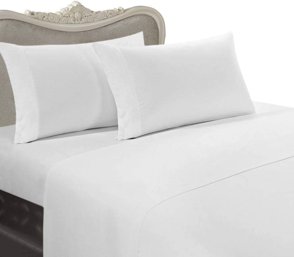 Luxurious 7PC California King White Solid 300 Thread Count Egyptian Cotton Set - Includes Sheet Set & Duvet Set
