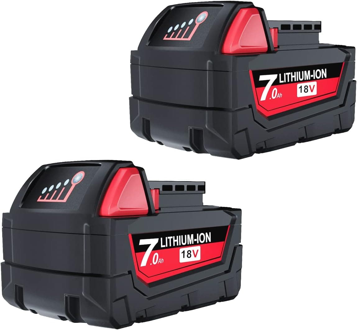 2Packs High Output 7.0Ah M-18 Battery Replace for Milwaukee 18V Battery Lithium ion XC 48-11-1811, 48-11-1815, 48-11-1820, 48-11-1840, 48-11-1850, 48-11-1852, 48-59-181, 48-59-1850 Power Tool