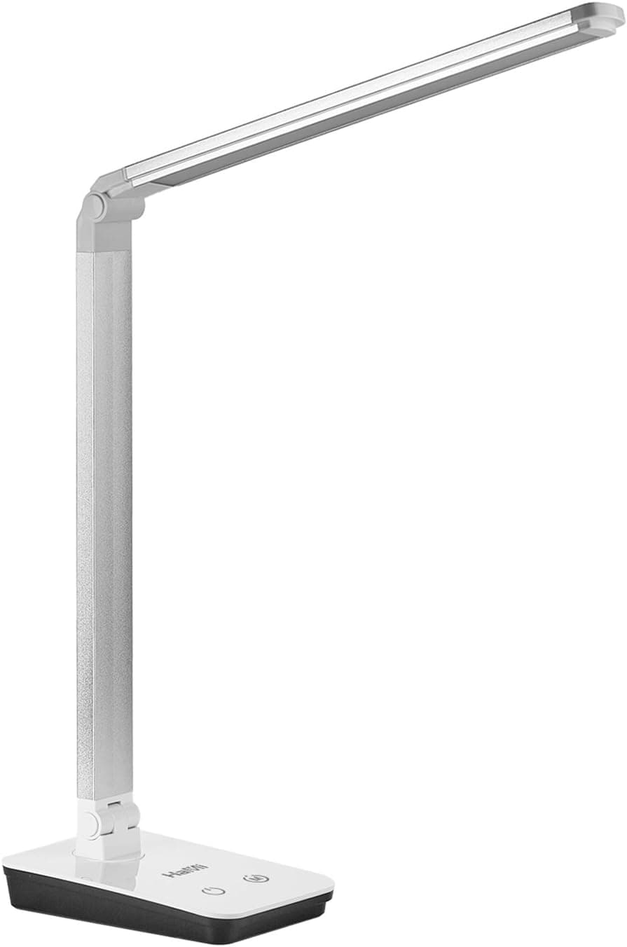 HaMi Dimmable LED Desk Lamp, 4 Lighting Modes, 13W Eye-caring Stepless Dimming Table Lamps With Touch Control, Folding Desk Lamps, Reading Lamps, Bedroom Lamps - Silver