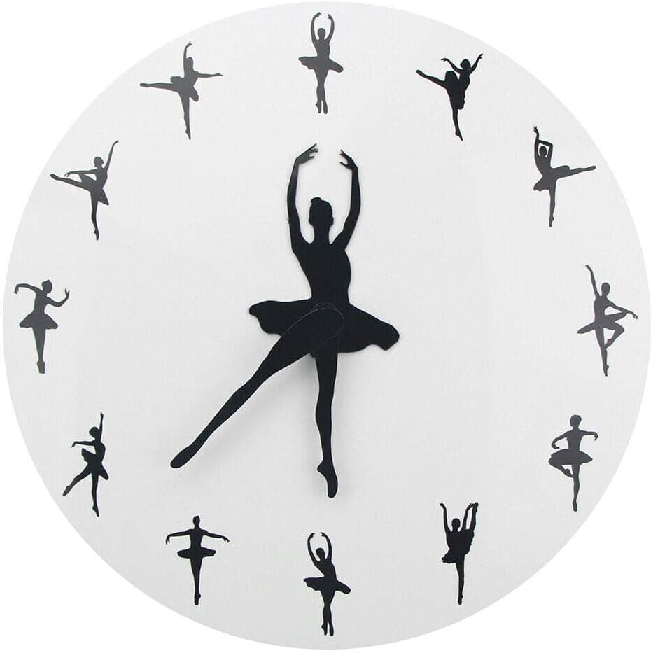 Timelike Ballerina Wall Clock Ballet Dancing Hanging Decor Clock Dancer Home Decor Gift White