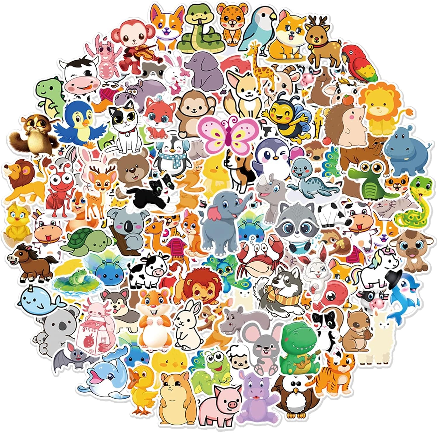 swanticker 100 cute kids animal stickers, colorful VSCO waterproof stickers, cute aesthetic animal stickers, laptop, water bottle, mobile phone, guitar, skateboard stickers for teenagers, boys and girls, vinyl student stickers