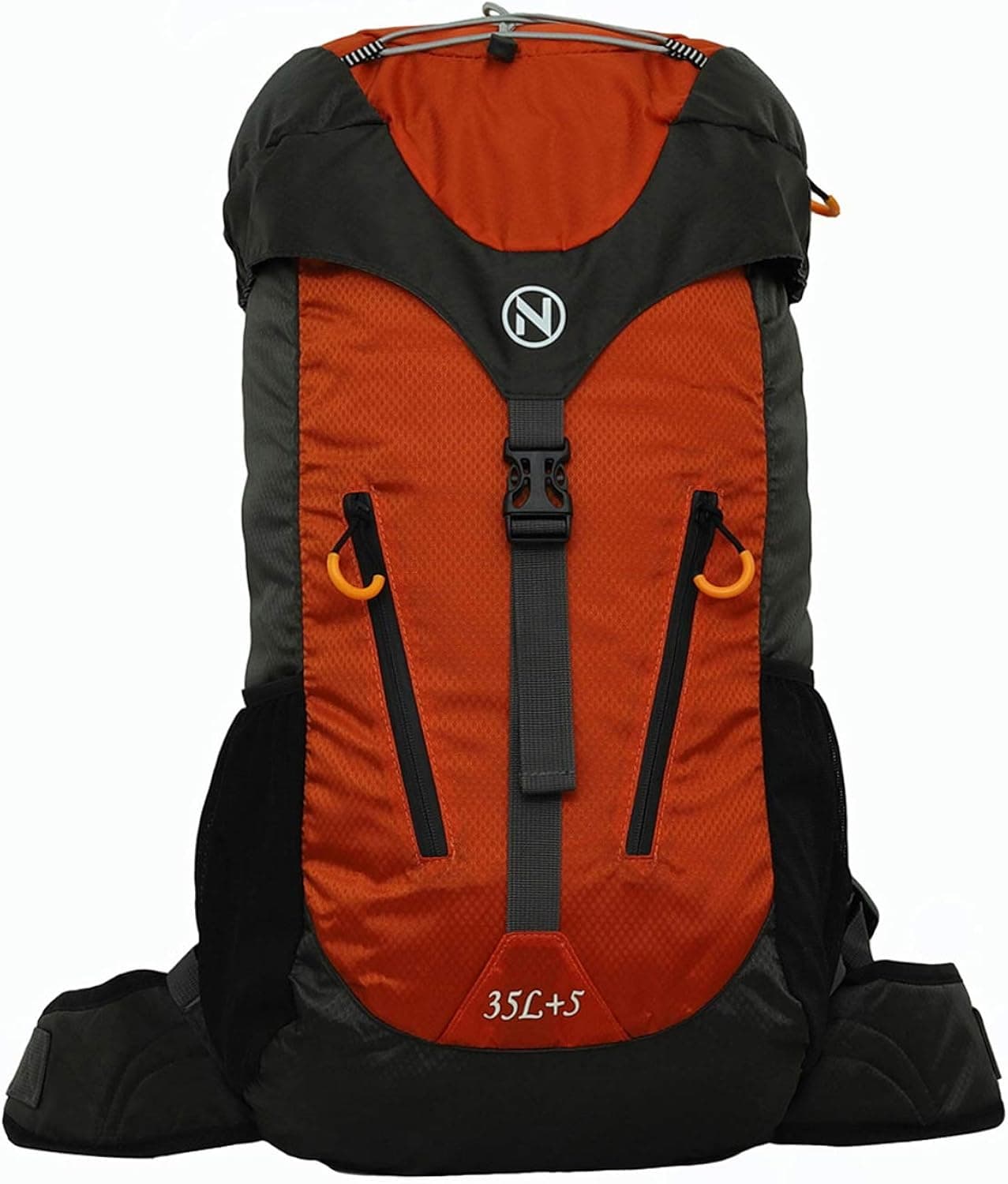 NULF 35L+5L Hiking Backpack Lightweight Travel Backpack Daypack Camping/Traveling for Men Women with Waterproof Rain Cover Diamond Pattern Real Nylon (Orange)
