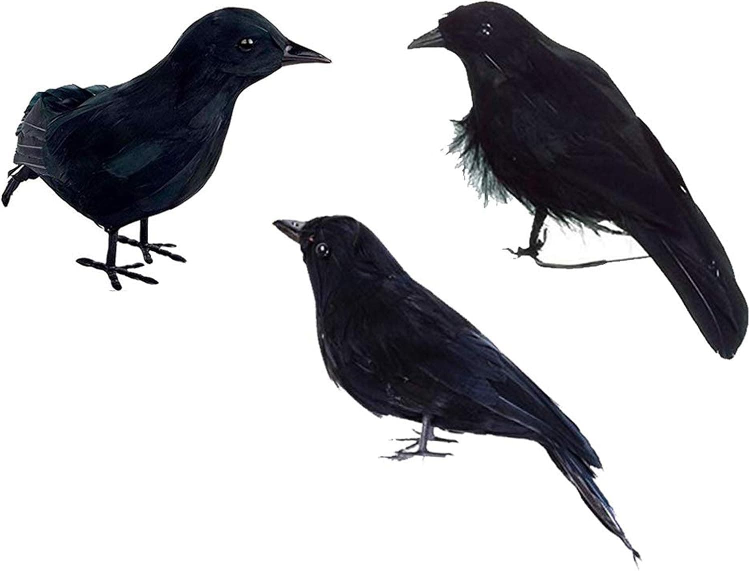 QLINLEAF Halloween Black Crow Black Feathered Ravens Birds Decoration Party Props 3Pcs