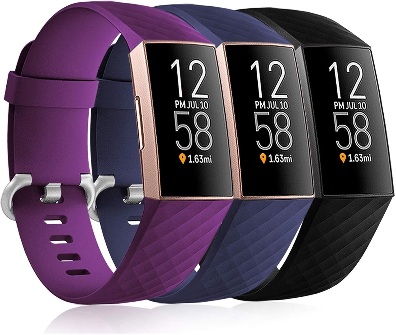 Maledan Bands Compatible with Fitbit Charge 4 and Fitbit Charge 3 Bands for Women Men, 3 Pack Waterproof Sport Strap Replacement Band for Fitbit Charge 4/4SE/Charge 3/3SE Fitness Activity Tracker