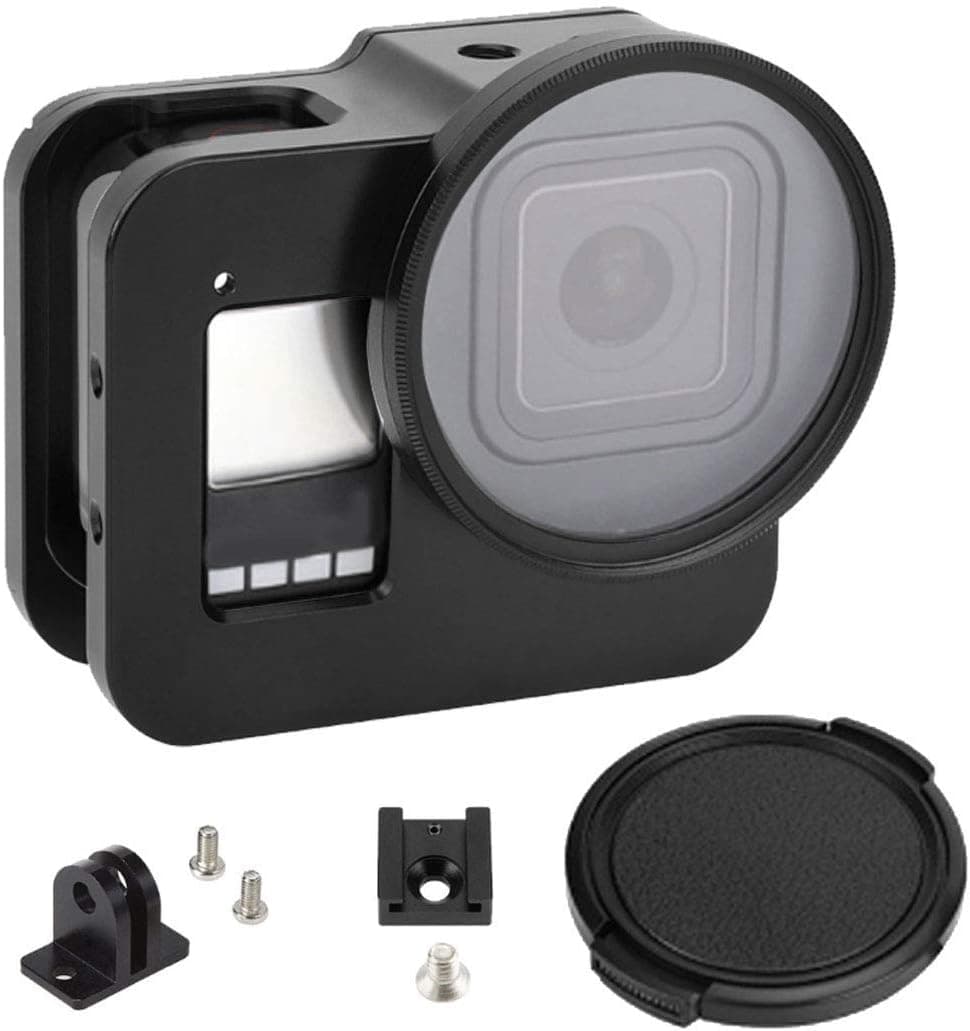 Aluminum Alloy Case for GoPro Hero 8 Black, Protective Shell Case Accessory Frame for GoPro Hero 8 with Lens Cap and 52mm UV Lens Filter