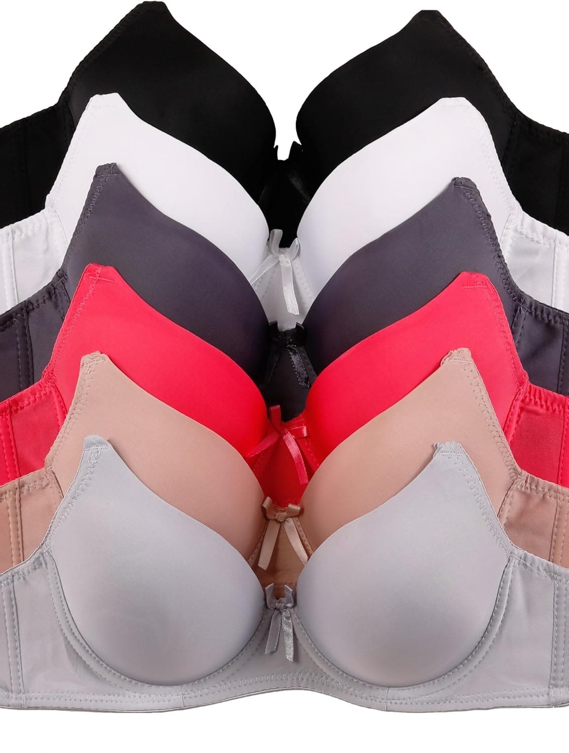 White Apparel Womens Basic Plain Bras (Packs Of 6) - Various Styles, #064, 34B