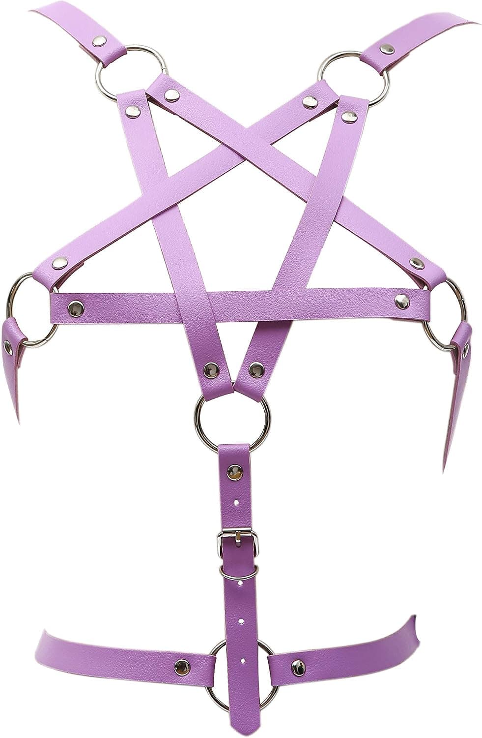 EXCEEDEGO Body Harness for Women Pentagram Cage Punk Goth Strappy Purple