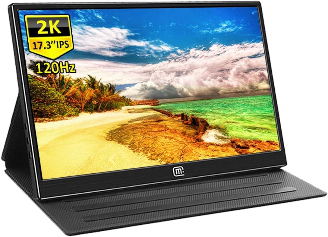 eleduino 17.3 Inch Portable Gaming Monitor,2k Resolution 120Hz,5 Ms Anti-Glare TN Panel High Brightness, Eye-Care,with HDR FreeSync, Type-C, HDMI Built-in Speakers