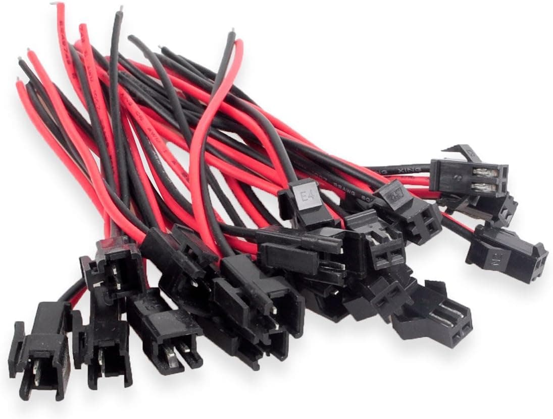 FolioGadgets 10-Pair JST SM 2Pin Plug Male & Female Connector Wire Cable Adapter for 3528 5050 LED Light Strip -4inch