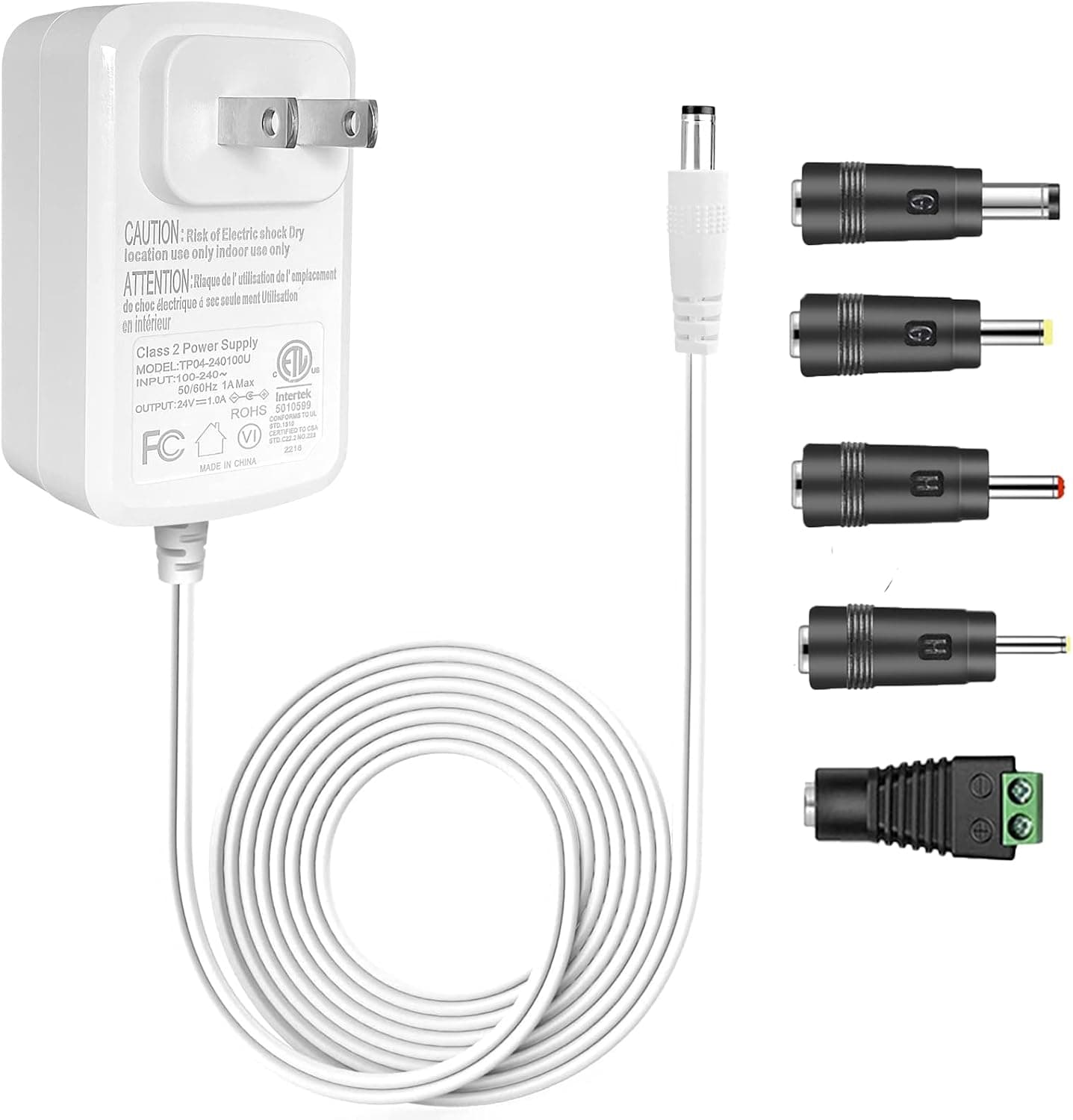 Gonine 24V Christmas Tree Power Supply Adapter White, 110-240V AC to DC 24Volt 1A Charger for LED Lights, Essential Oil Diffuser, Massage Gun and 24Vdc 0-1000mA Devices.