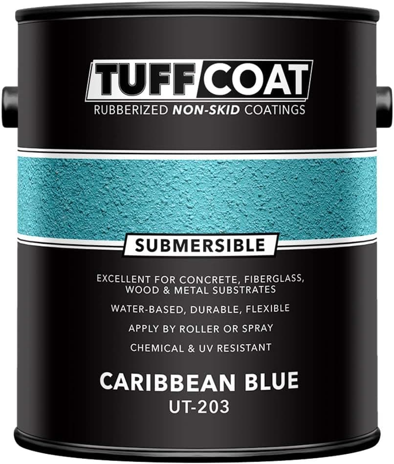 Tuff Coat UT-203 Caribbean Blue - Submersible, Water-Based, Rubberized Non-Skid Coating - 1 Gallon
