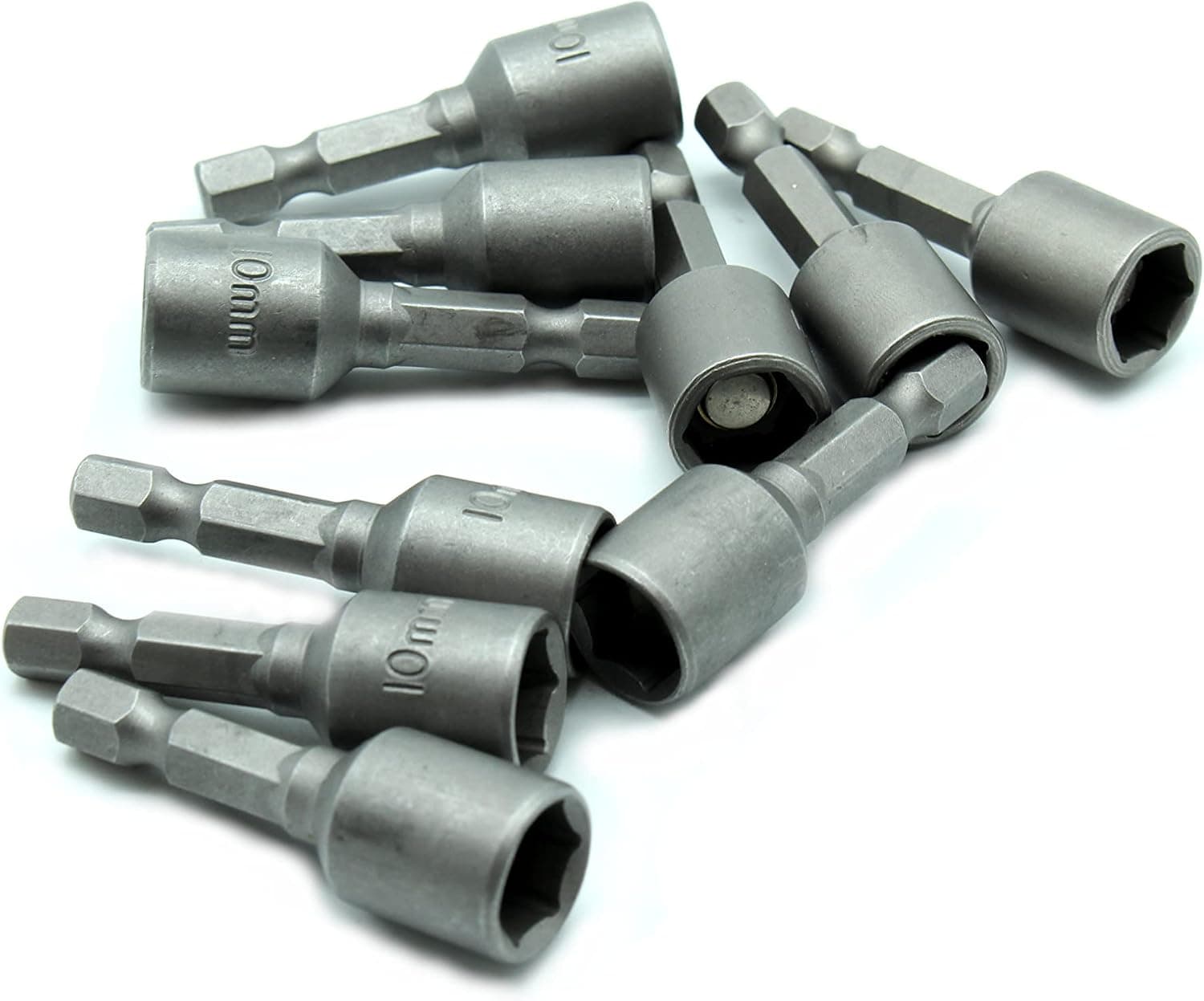 TEMO 10 pc Impact Ready 10 mm (25/64Inch) Magnetic Nutsetter Set 1/4 Inch Shank