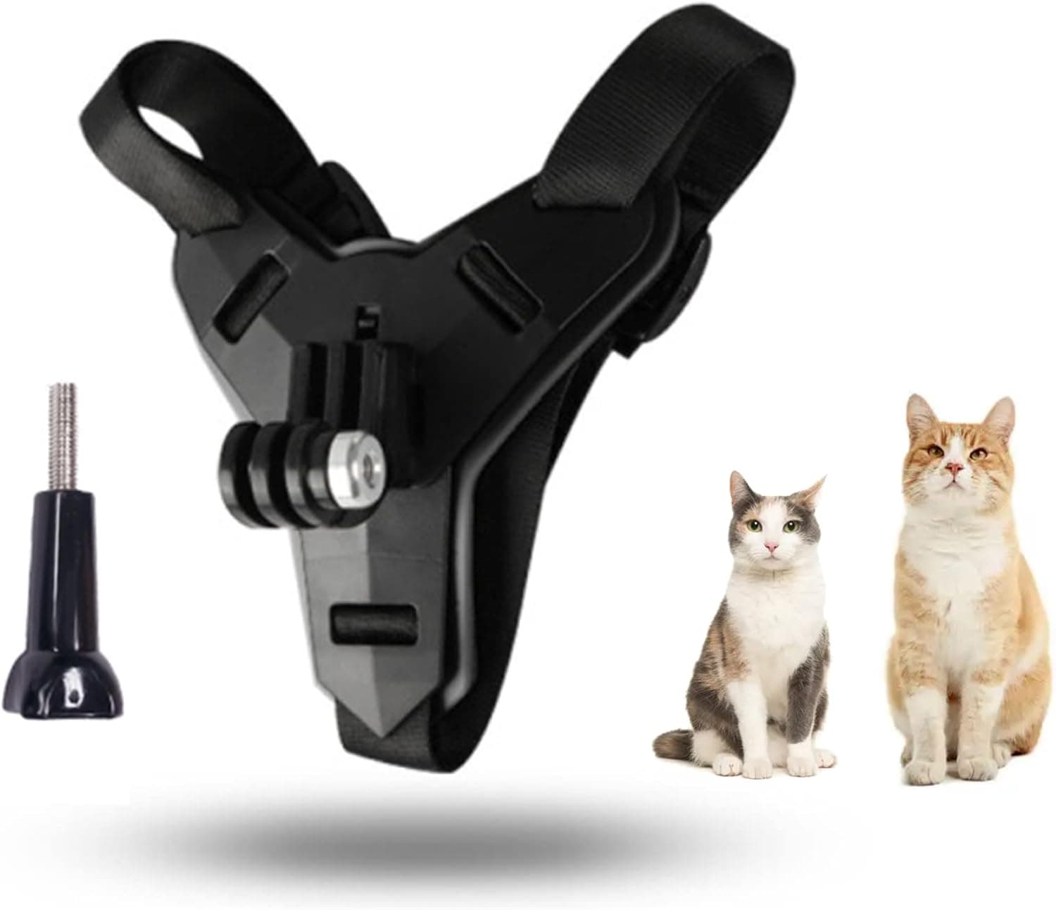 Cat Harness Mount for Gopro, Soft and Elastic Cat Vest with Standard Mouting Base and Long Screw, Pet Kittens Back Fixation Belt for Gopro Hero All Models, Suitable for Small Cats