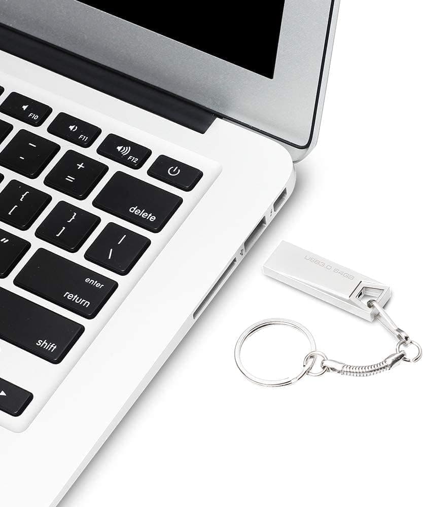 64GB Flash Drive,Metal USB Thumb Drive 3.0 Ultra High Speed Memory Stick 64 GB Flash Thumb Drive Small USB Drive with Keychain,Portable Pen Drive Mini USB Drive,Sliver