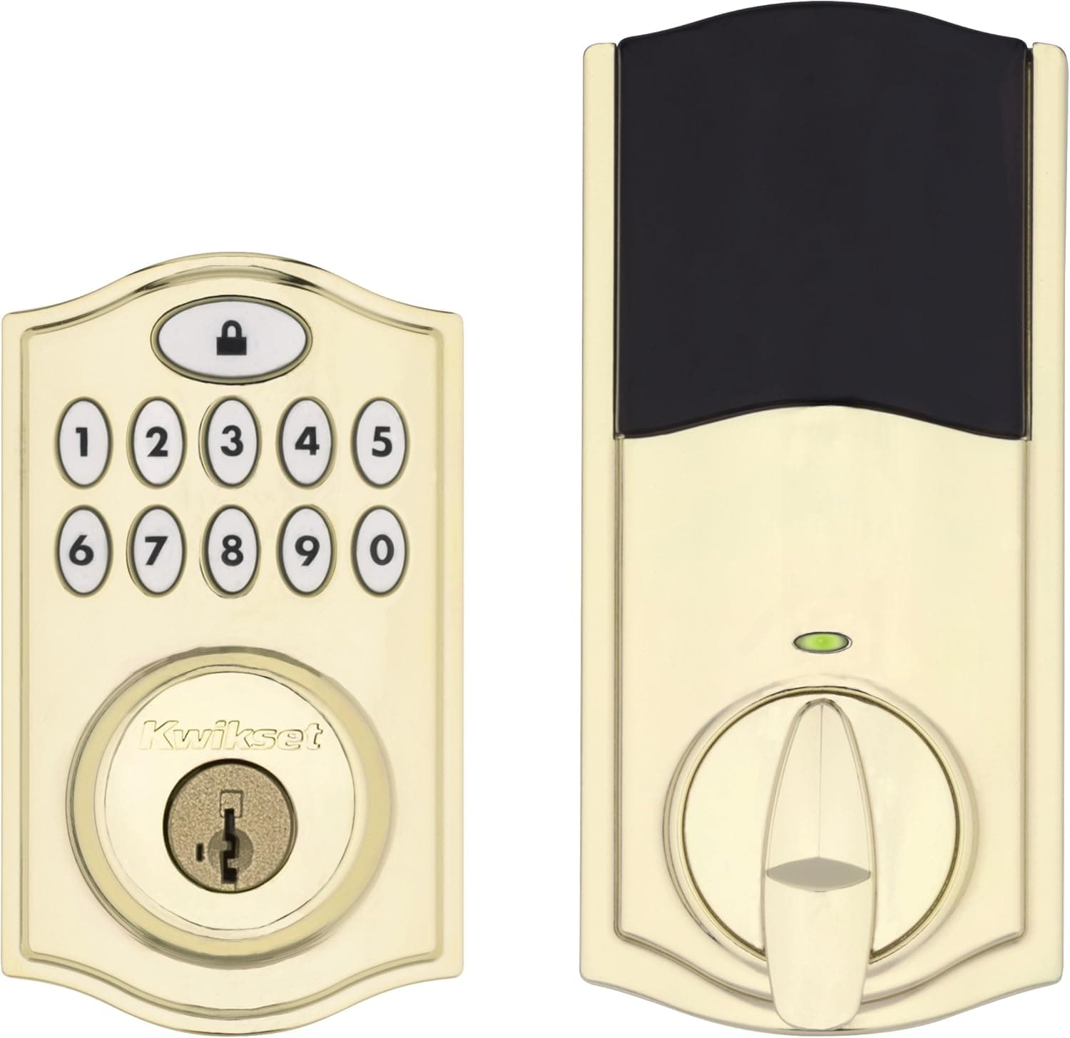 Kwikset 99140-025 SmartCode Electronic UL Deadbolt Featuring Smartkey Re-Key Security and ZigBee Technology, Lifetime Polished Brass