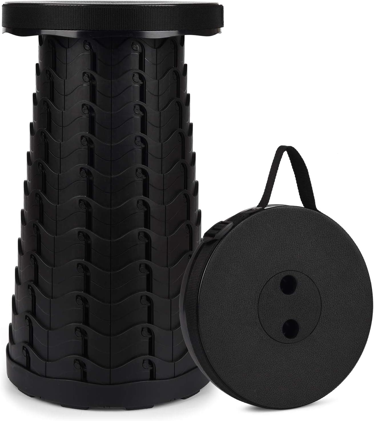 Hesanzol Portable Telescoping Stool, 2nd Gen Retractable Stool for Camping Garden Fishing Hiking Travel BBQ, Adjustable Plastic Stools Max Load 485lbs
