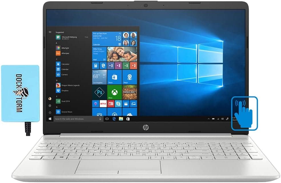 HP 15in 11th Gen BrightView Home & Business Laptop (Intel i7-1165G7 4-Core, 16GB RAM, 512GB PCIe SSD, Intel Iris Xe, 15.6" Touch HD (1366x768), WiFi, Bluetooth, Webcam, Win 11 Home) with Hub