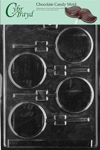 CybrTrayd Chocolate Candy Mold – Plain Round Lolly – 4 Cavities 2-7/8” round x 1/4" diameter – For Candy, Cookies, Chocolate, Soap & Plaster – Includes Instructions