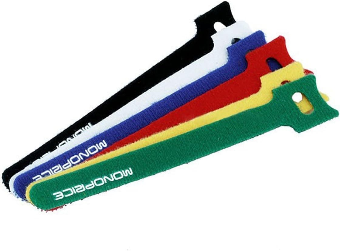 Monoprice 106463 6-Inch Hook and Loop Fastening Cable Ties, 6 Colors (3 Packs of 60)