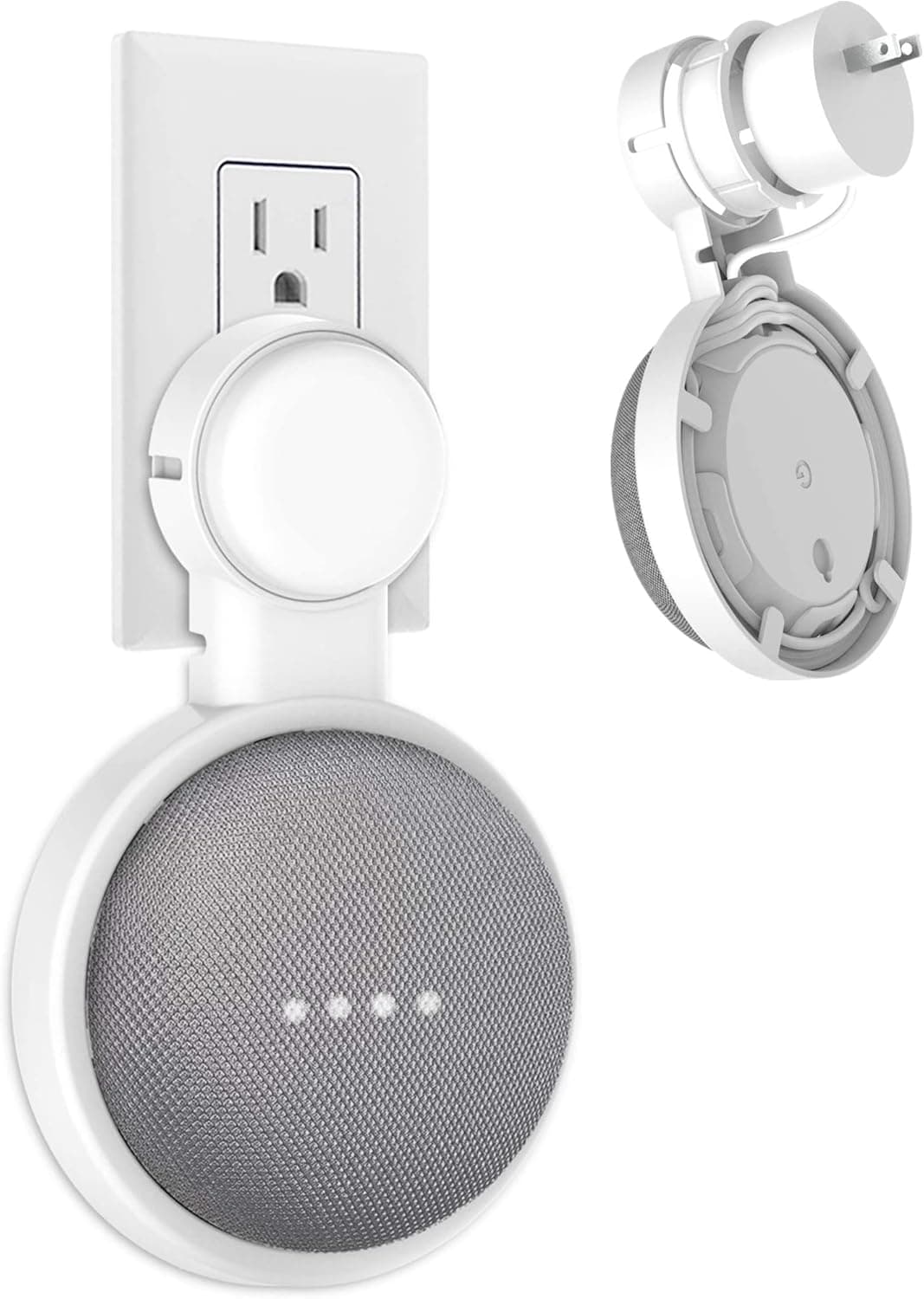 HomeMount Wall Mount for Google Home Mini or Google Nest Mini (2nd Gen),Space-Saving Outlet Holder Accessories for Google Mini Voice Assistant (White)