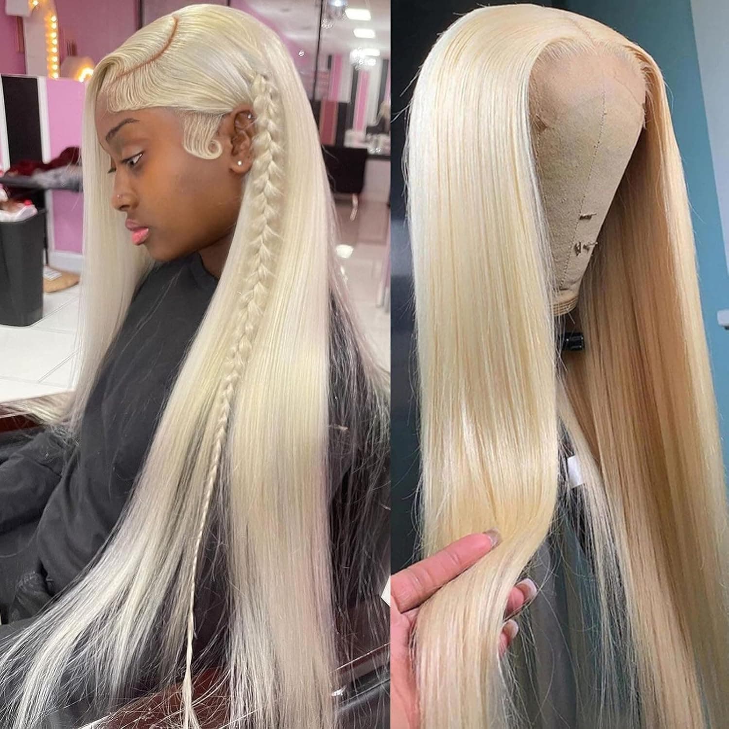 613 Blonde Lace Front Wig Human Hair 13x4 Blonde Lace Front Wigs Human Hair 180% Density 10A Transparent 613 HD Straight Lace Frontal Wig Glueless Human Hair Pre Plucked Bleached Knots With Baby Hair(24 inch)