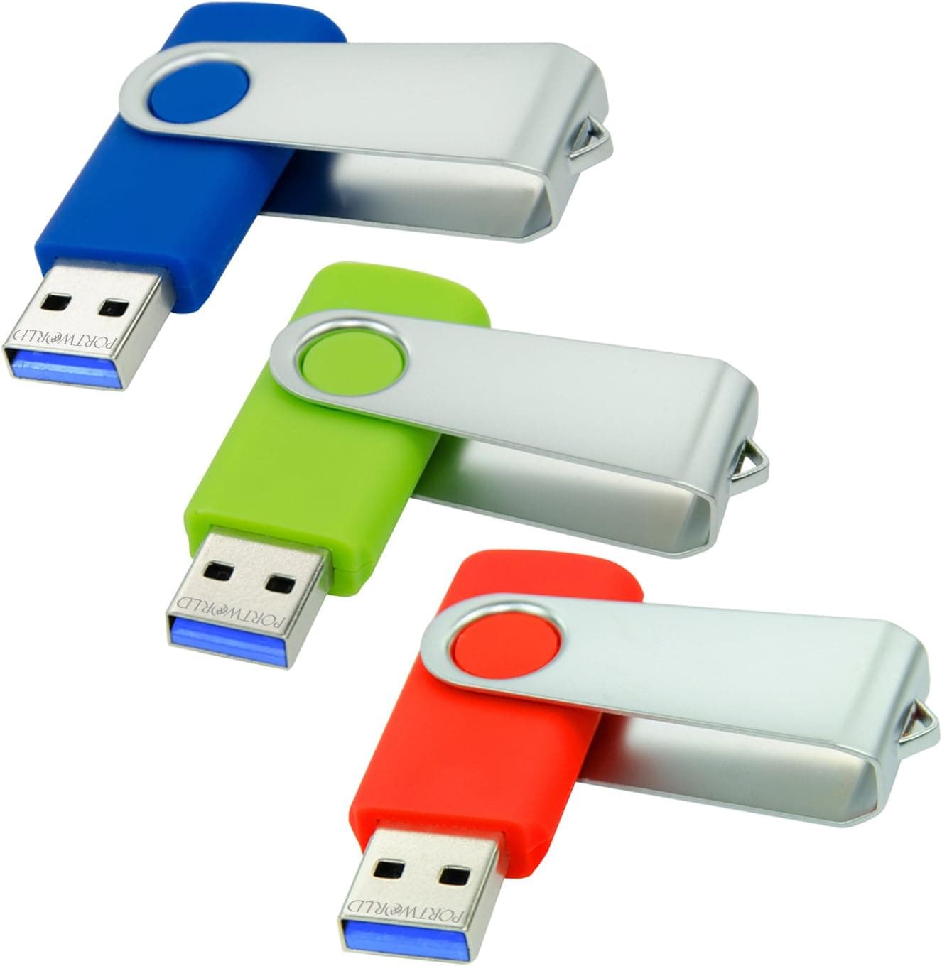 3 Pack 32GB USB 3.0 Flash Drive Thumb Drive Memory Stick with Lanyards Green Red Blue