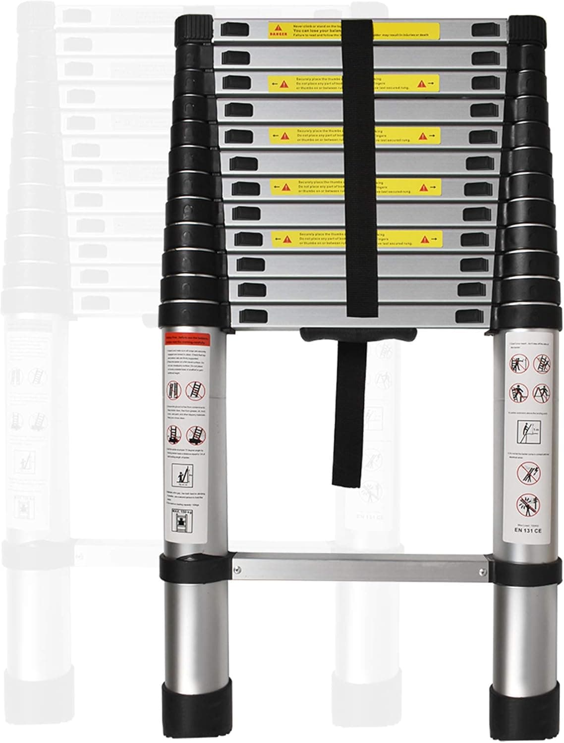 Aluminum Telescopic Extension Ladder Collapsible Ladder, One-Button Retraction Extension Ladder,Multi-Use, 330 lbs Capacity,10.5FT / 3.2M