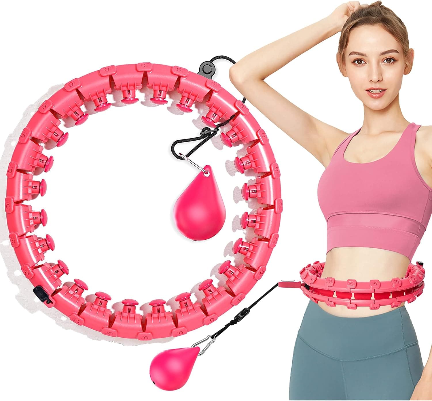 Weighted Hula Exercise Hoop for Adults Weight Loss Smart Hoola Weighted Hoop for Man and Woman with 24 Sections Adjustable Home Fitness Equipment with 360° Massage Surrounding plus size