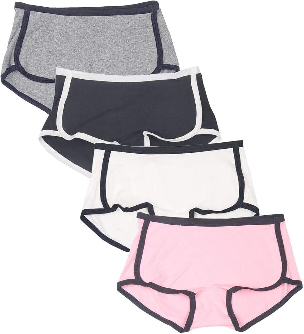 Rokery 4 Pack Women's Cotton Boyshort Panties Soft Comfy Sport Style Underwear