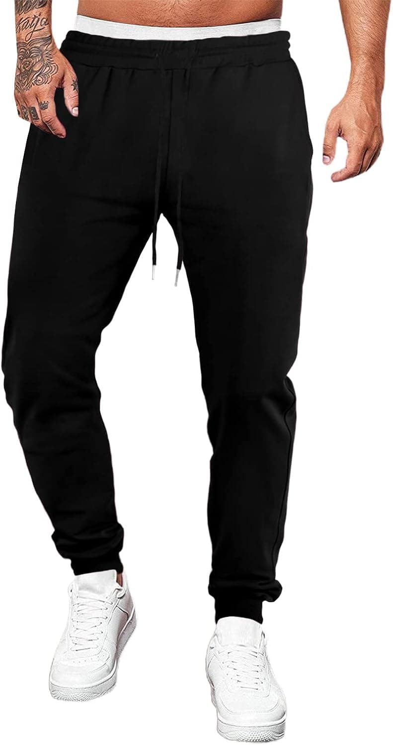 Renaowin Mens Sweatpants Lightweight Slim Fit Drawstring Waist with Pockets Joggers for Men Workout, Running, Gym