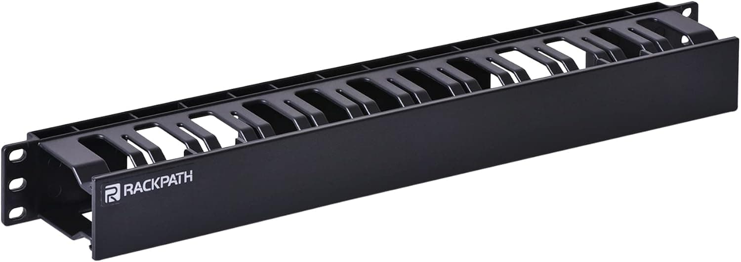RackPath 1U 19 Inch Plastic Server Rack Mount Cable Management Duct Raceway with Panel Cover