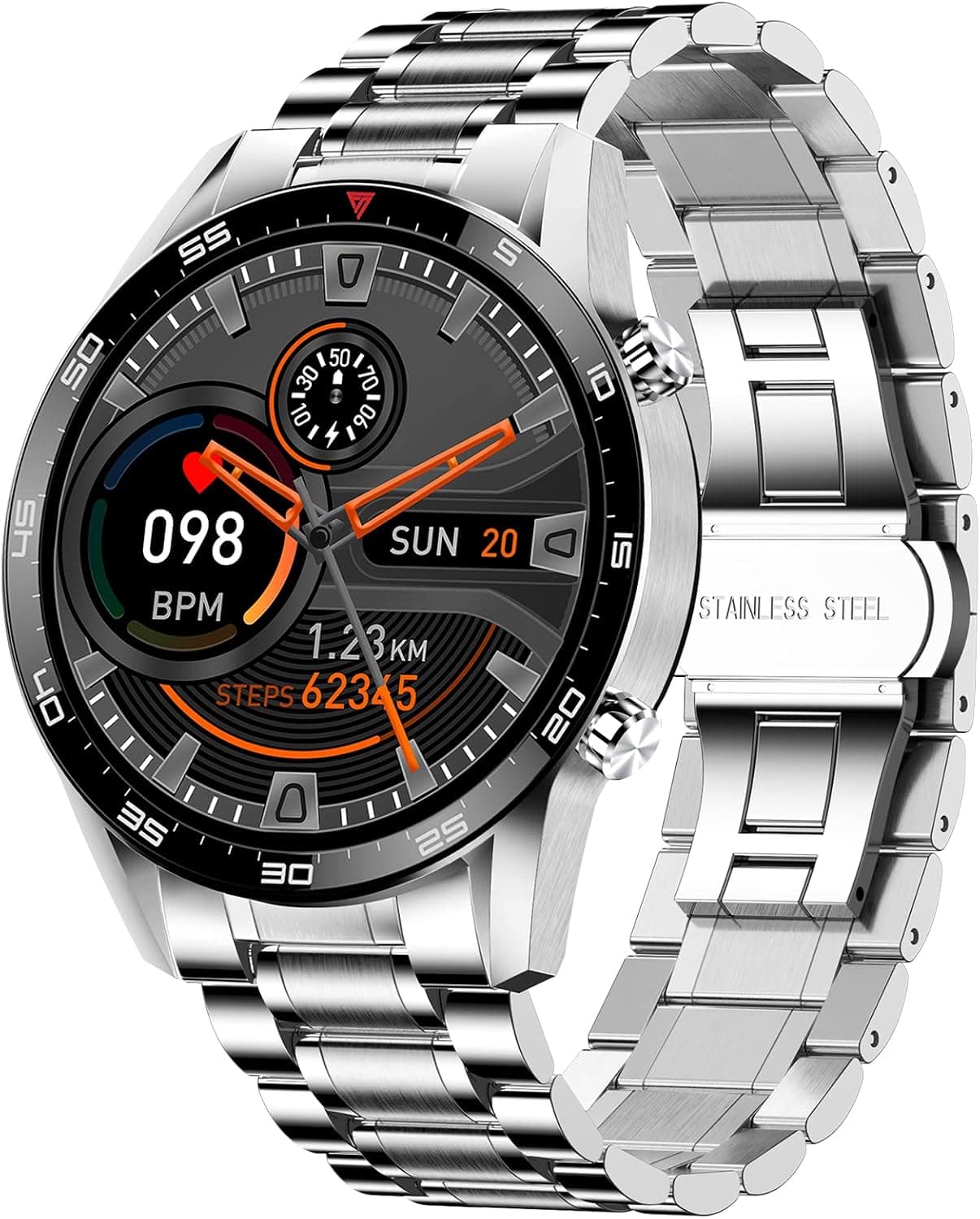 LIGE Smart Watch for Android iOS, Bluetooth Calls Voice Chat with Heart Rate Sleep Monitor Calorie Fitness Tracker, 1.3" Full Touch Screen Activity Tracker IP67 Waterproof Watch for Men (Silver)