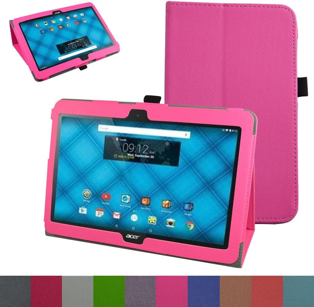 Acer Iconia One 10 B3-A10 Case,Mama Mouth PU Leather Folio 2-folding Stand Cover with Stylus Holder for 10.1" Acer Iconia One 10 B3-A10 Android Tablet,Pink