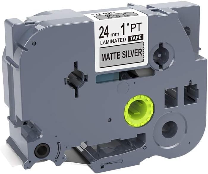 IDIK 1PK Black on Matt Silver Standard Laminated Label Tape Compatible for Brother P-Touch TZe-M951 TZM951 TZeM951(24mm x 8m)