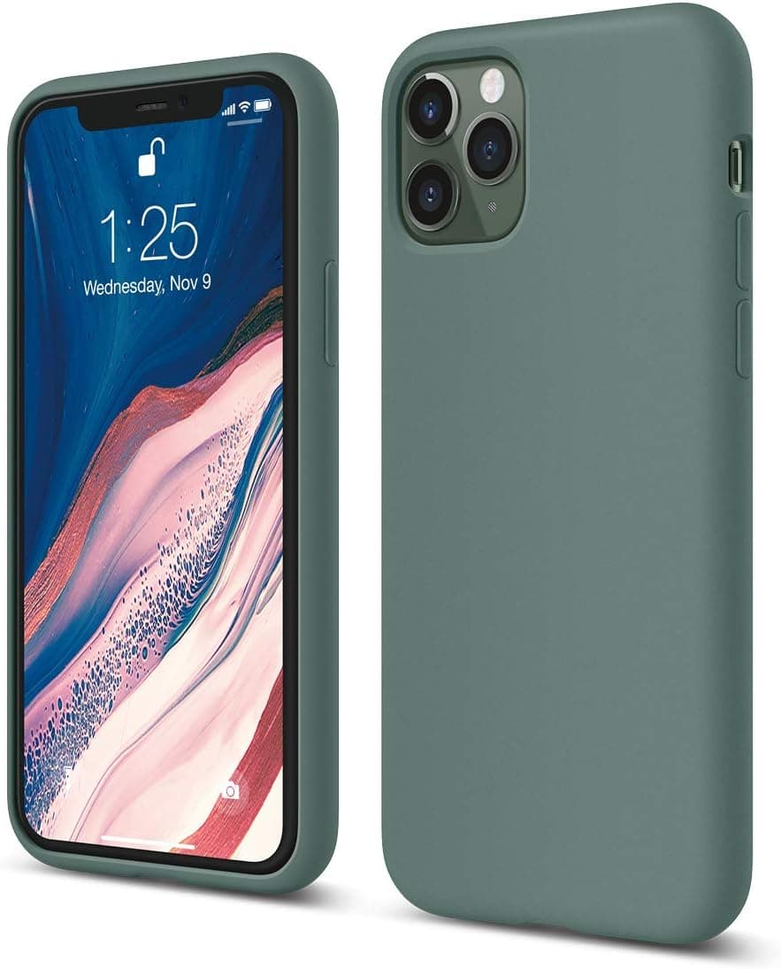 elago Liquid Silicone Case Compatible with iPhone 11 Pro Case (5.8 inches), Silicone Mobile Phone Case, All-Round Protection: 3-Layer Protective Case, Night Green