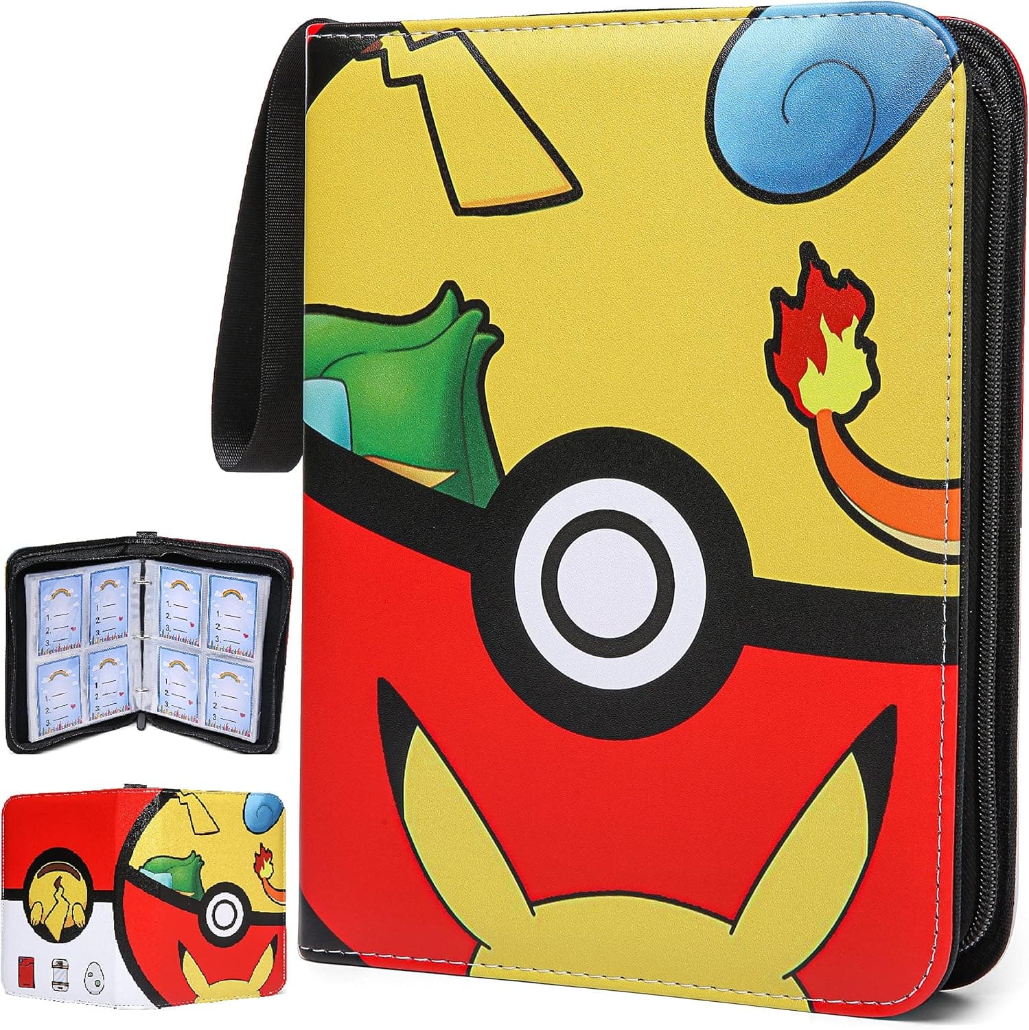 440 Pockets Trading Card Sleeves Binder For Pokemon Cards TCG, 4-Pocket Zipper Carrying Card Organizer Book Card Holder with Sleeves(Fits 440 Cards)